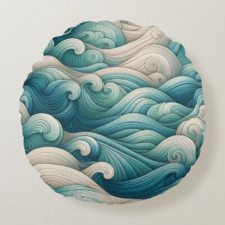 Coussins Ronds Le Home Studio Ocean Wave Swirl