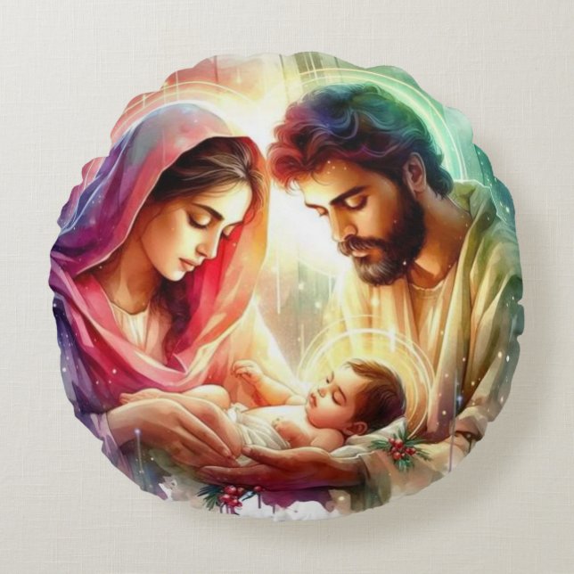 Coussins Ronds Le rayonnement de la Sainte Famille : une bénédict (Devant)