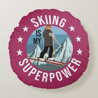 Coussins Ronds Le Ski Est Ma Superpuissance