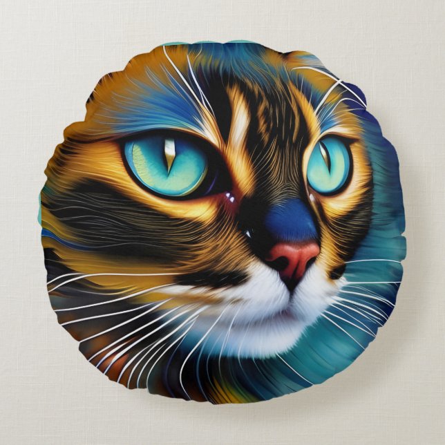 Coussins Ronds Le visage d'un mignon Lynx pointe Siamese (Devant)