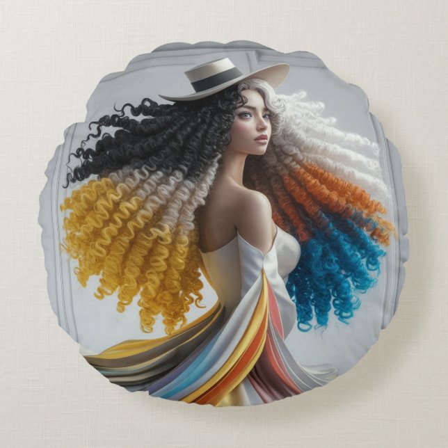 Coussins Ronds L'élégance en contraste : Femme frisonne (Devant)
