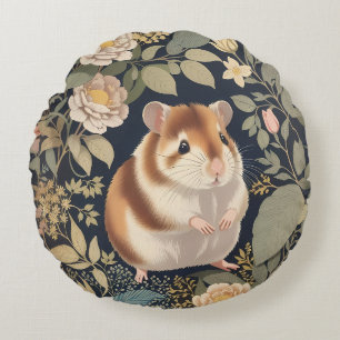 Coussins Ronds L'élégant Hamster William Morris Inspiré Floral