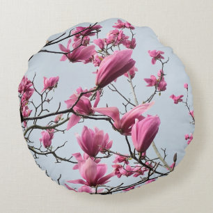 Coussins Ronds L'Élégant Magnolia Rose Fleurit Un Hanami Pacifiqu