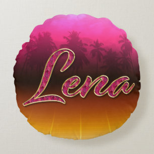 Coussins Ronds Lena Prénom Golden Pink Oreillers