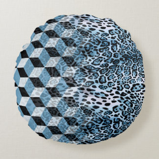 Coussins Ronds Léopard Géométrique, Design de peau animale.