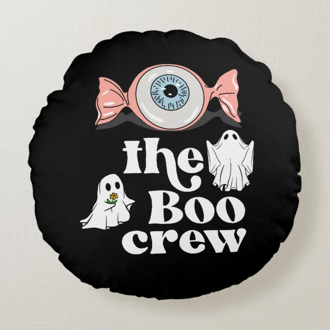 Coussins Ronds L'équipage du Boo | Spooktacular Halloween Squad (Devant)