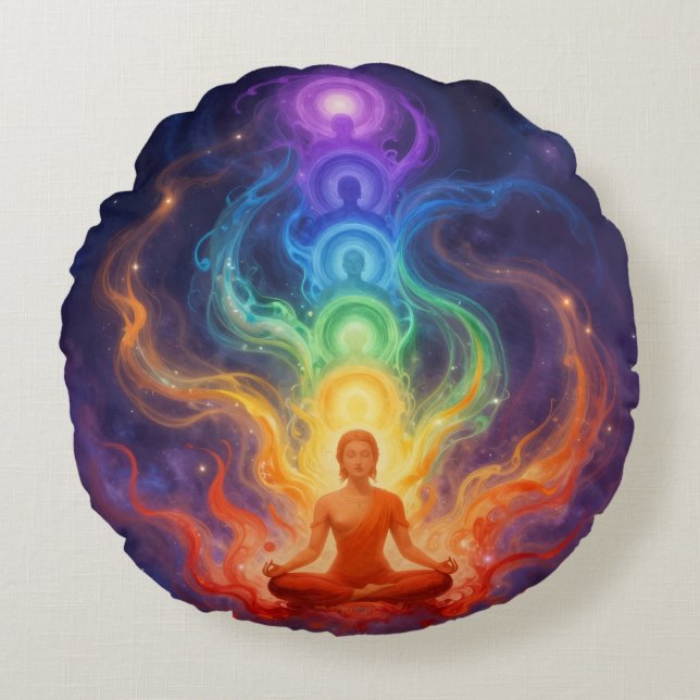 Coussins Ronds Les 7 Chakras (Devant)