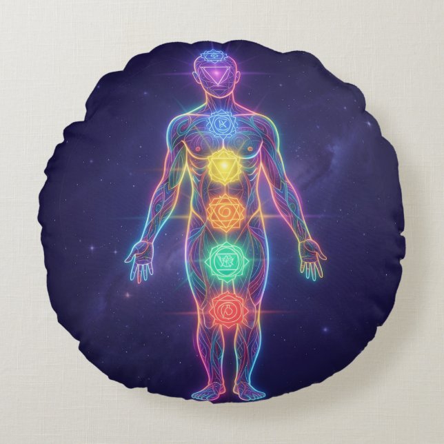 Coussins Ronds Les 7 Chakras´2 (Devant)