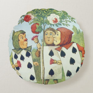 Coussins Ronds Les cartes de jeu peignant le rosier