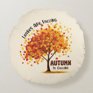 Coussins Ronds Les feuilles Tournent, L'Automne Appelle - Chaud A