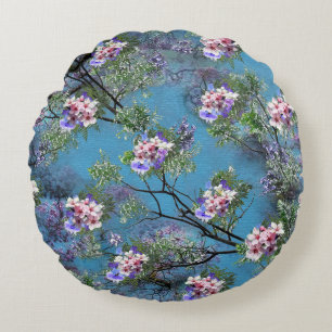 Coussins Ronds Les fleurs du printemps de Jacaranda répètent les