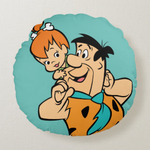 Coussins Ronds Les Pierrafeu Fred & Pebbles Flintstone