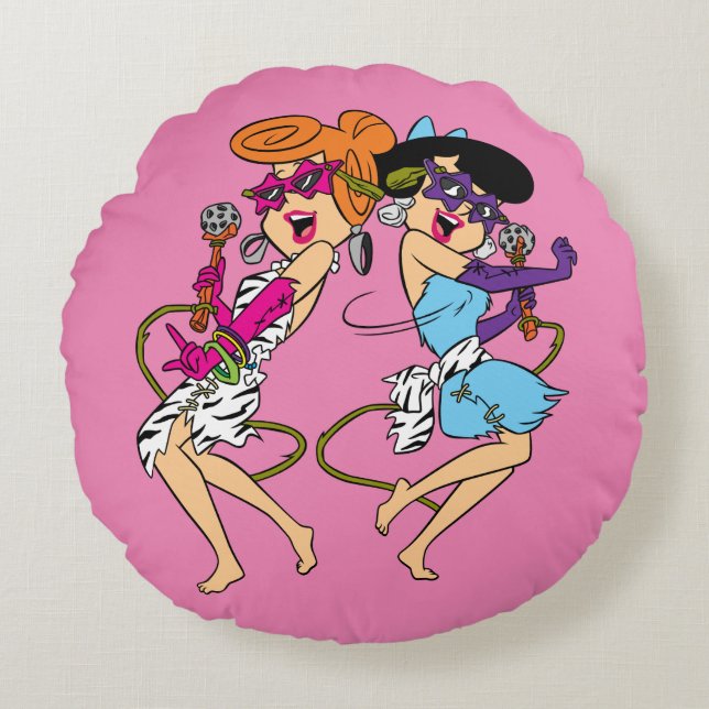 Coussins Ronds Les Pierrafeu | Wilma & Betty Rock Stars (Devant)