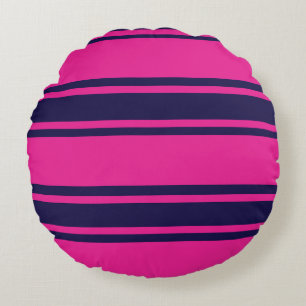 Coussins Ronds Les rayures de la marine rose