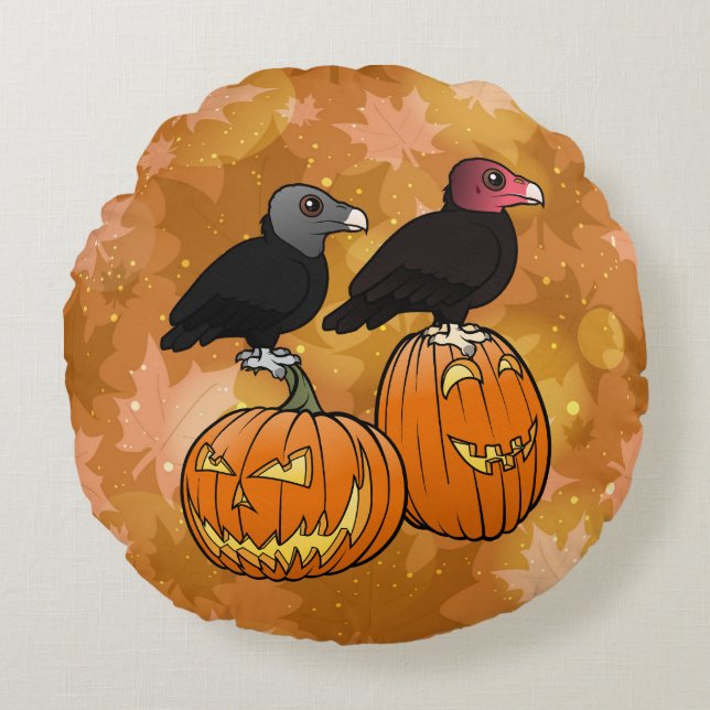 Coussins Ronds Les vautours célèbrent l'Halloween ! (Devant)