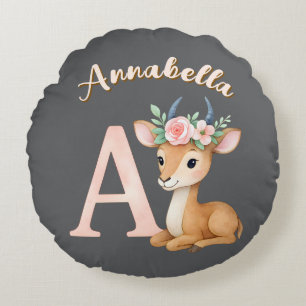 Coussins Ronds LETTRE D'Aquarelle Mignonne Whimsical A Animal Nur