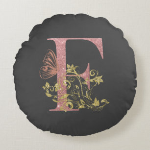 Coussins Ronds LETTRE Florale Parties scintillant rose F