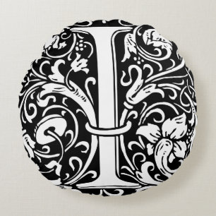 Coussins Ronds Lettre I Monogramme médiéval Art Nouveau