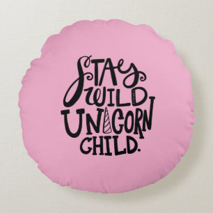 Coussins Ronds Licorne sauvage rose féminine