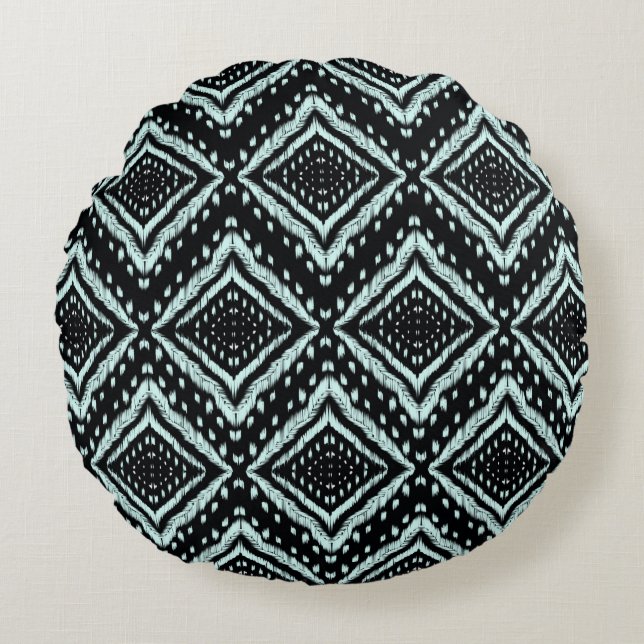 Coussins Ronds Ligne Abstraite, Belle, motif sans soudure Ikat, B (Devant)