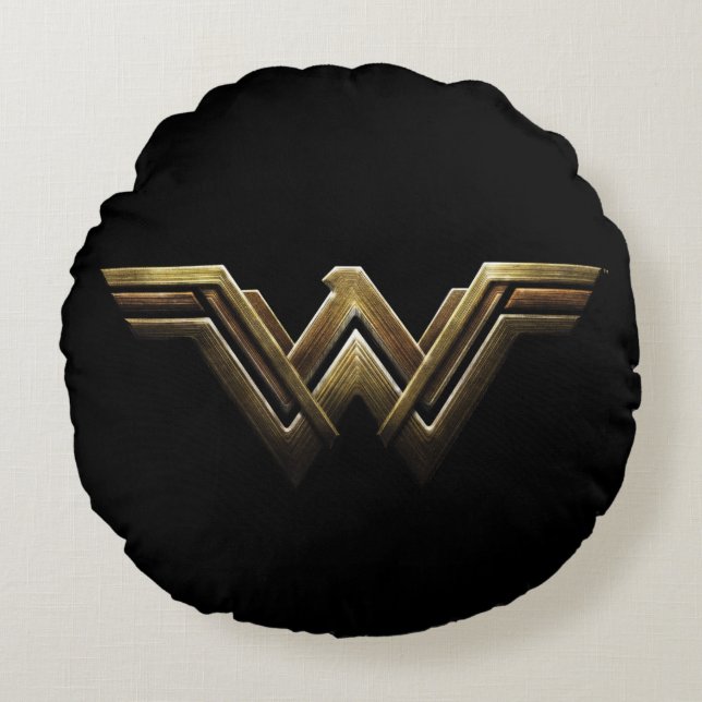 Coussins Ronds Ligue de Justice | Symbole métallurgique Wonder Wo (Devant)