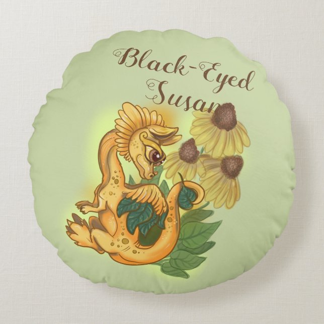 Coussins Ronds lil Black Eyed Susan dragon de jardin (Devant)