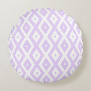 Coussins Ronds Lilac motif de diamants violet et blanc