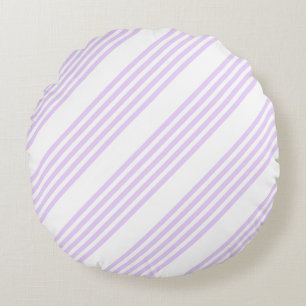 Coussins Ronds Lilac violet et blanc cinq bandes motif