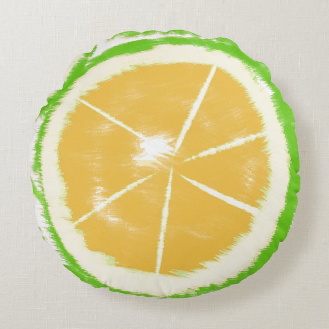 Coussins Ronds Lime Abstrait Citrus Tie Dye Design (Devant)