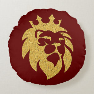 Coussins Ronds Lion Avec Couronne - Style Or 1