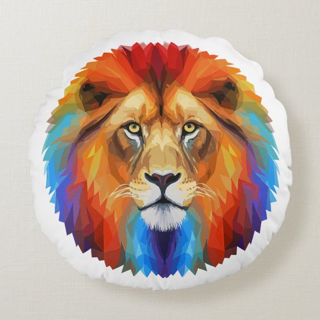 Coussins Ronds Lion coloré (Devant)