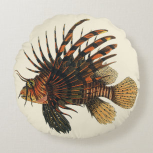 Coussins Ronds Lionfish Poisson, Vieille Marine Vie Océanique Ani