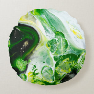 Coussins Ronds Liquide vert et blanc