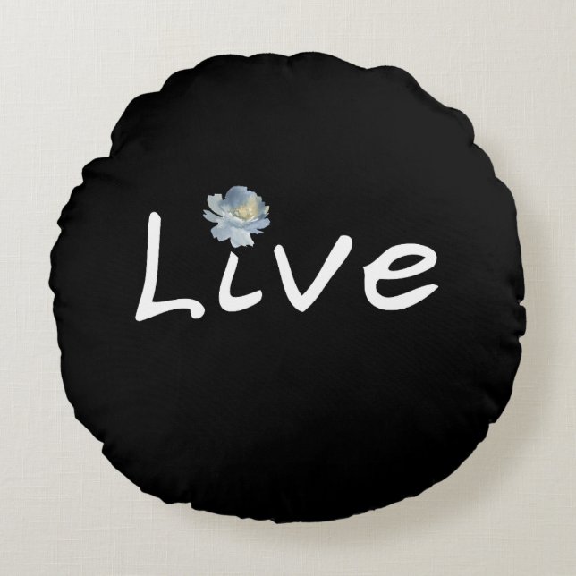 Coussins Ronds Live Minimalist Modern Black and White  (Devant)
