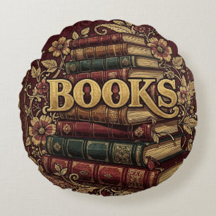 Coussins Ronds Livres Amoureux des Livres Écrivains Lecteurs Bibl