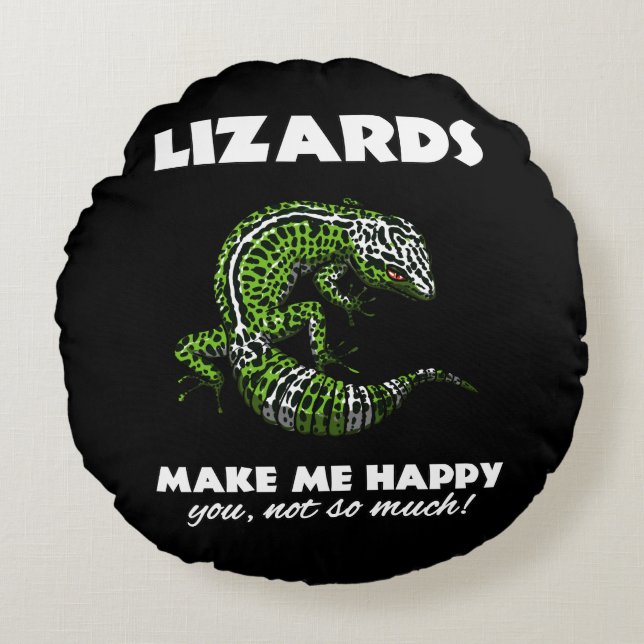 Coussins Ronds Lizards Me Rendre Heureux Gecko Reptile (Devant)