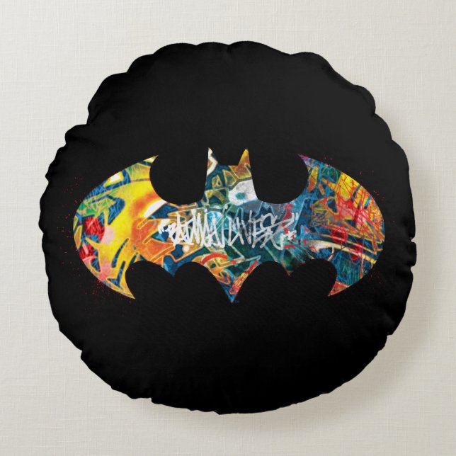 Coussins Ronds Logo Batman Neon/80s Graffiti (Devant)