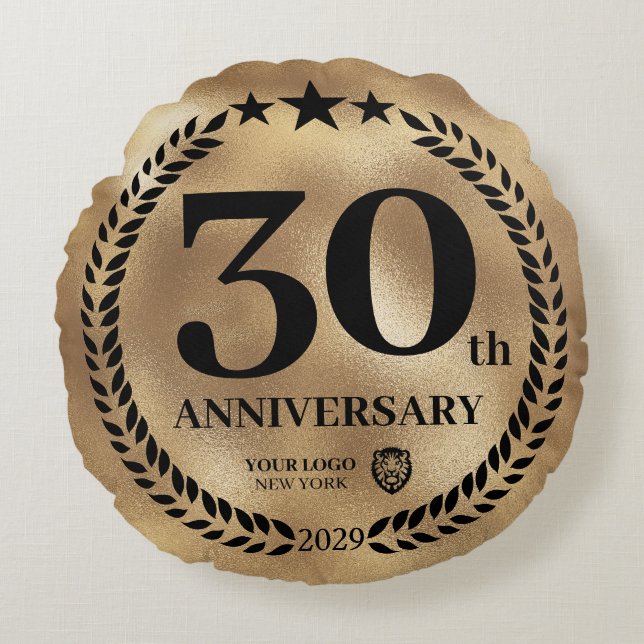 Coussins Ronds Logo d'affaires Gold 30th Anniversary (Devant)