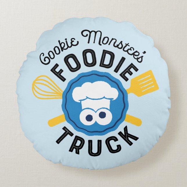 Coussins Ronds Logo du camion fourré de Cookie Monster (Devant)