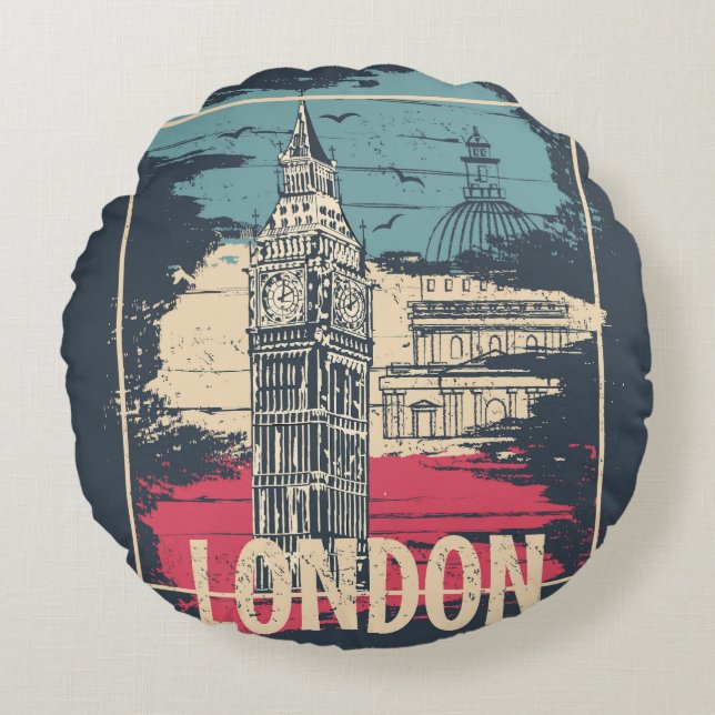 Coussins Ronds Londres Big Ben : Poster de typographie (Devant)