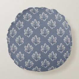 Coussins Ronds Look bleu feuille azur
