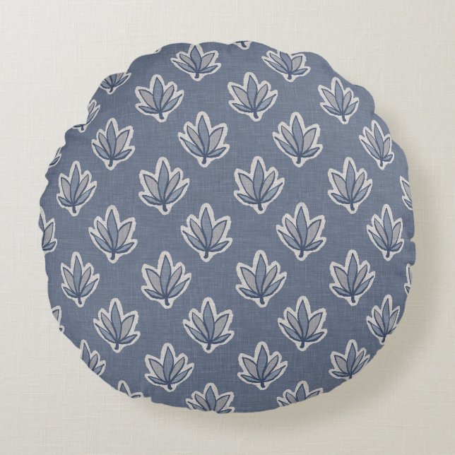 Coussins Ronds Look bleu feuille azur (Devant)