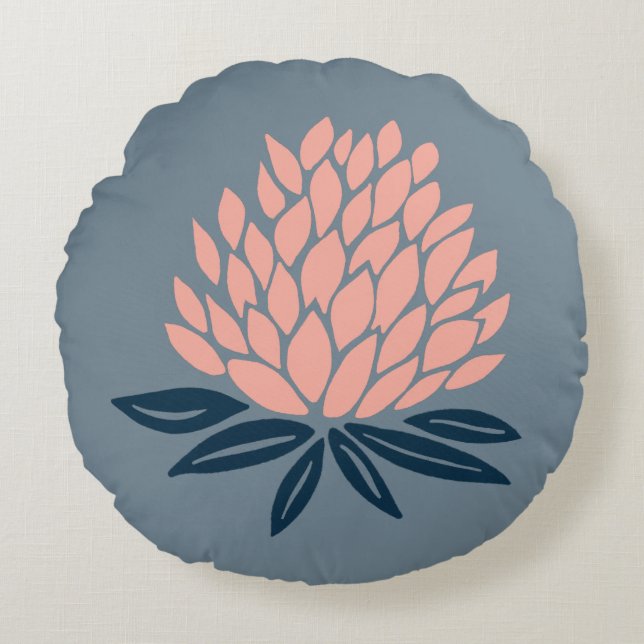 Coussins Ronds Lotus Flower Blue Rose Zen (Devant)
