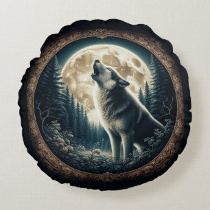 Coussins Ronds Loup vintage et lune classique