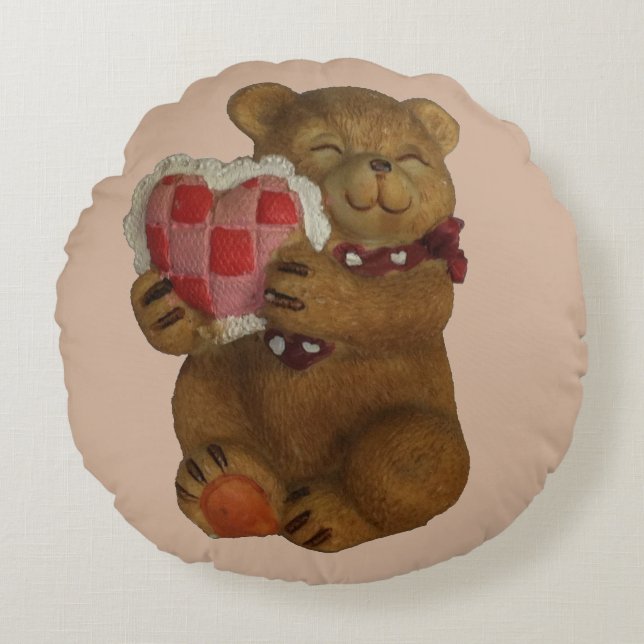 Coussins Ronds L'ours de nounours vous donne que c'est coeur (Devant)
