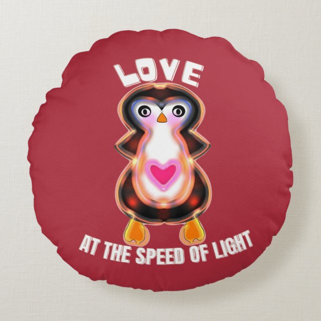 Coussins Ronds Love at the Speed of Light Penguin Gift (Devant)