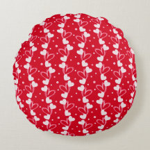 Love Hearts Doddles, Red Round Pillow