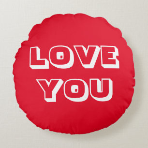 Coussins Ronds Love You, rouge blanc moderne audacieux