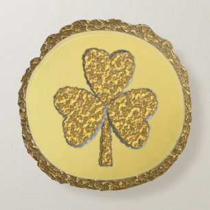 Coussins Ronds Lucky Irish Shamrock Gold Coin