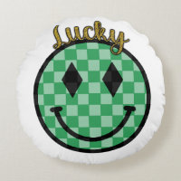 Lucky Smiley Face Vert Or À damiers Joyeux Visage